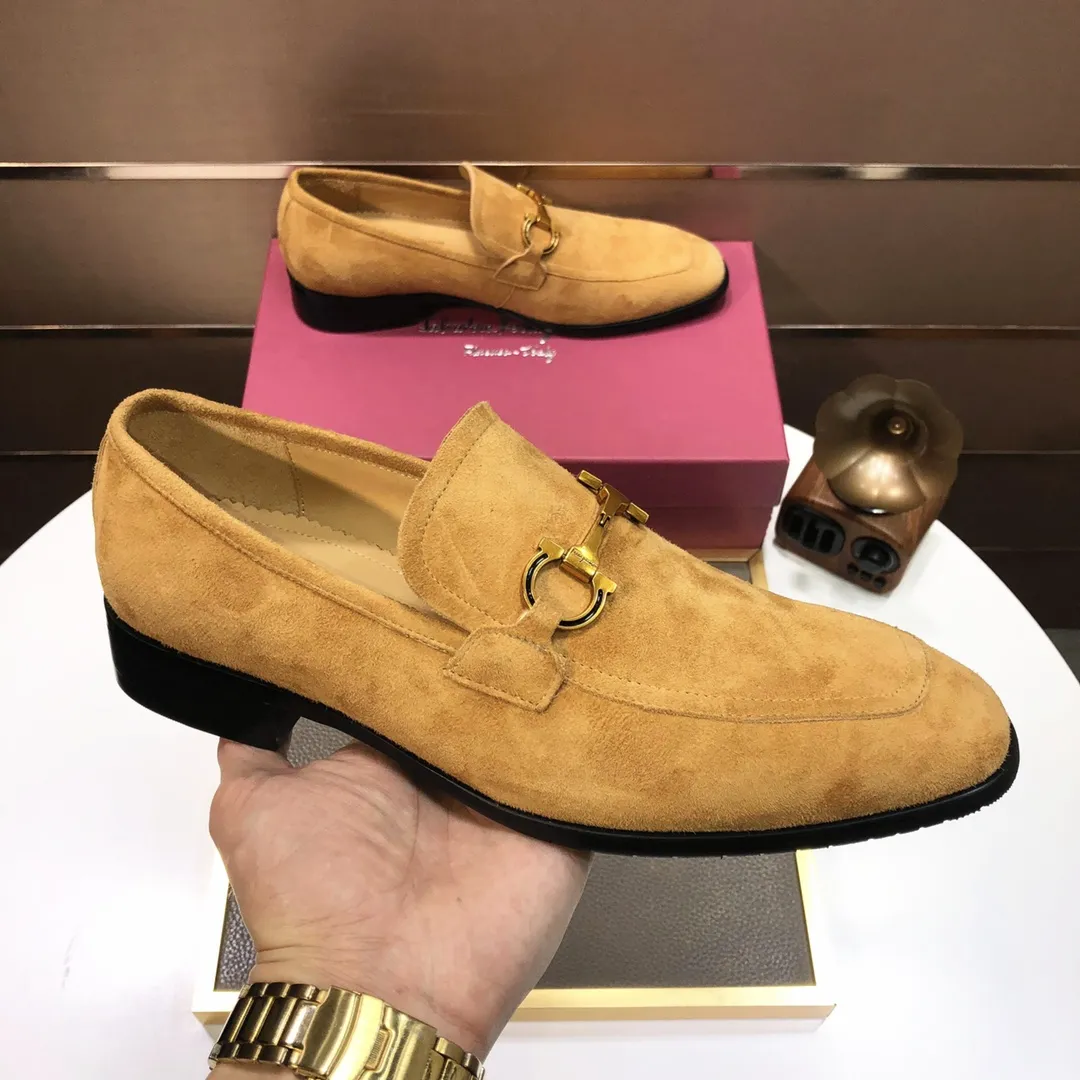 Men's shoes 💰500💰 [Ferragamo/Ferragamo] The latest model in the counter. Original imported high-quality cowhide with open sides + imported 🐂 water-dyed cowhide lining + original luxury metal buckle + original combination outsole. Comparison without pressure 38--45 (45 is custom-made and cannot be returned or exchanged)